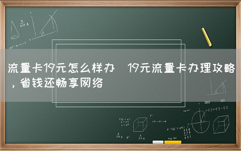 流量卡19元怎么样办(19元流量卡办理攻略，省钱还畅享网络)(图1)