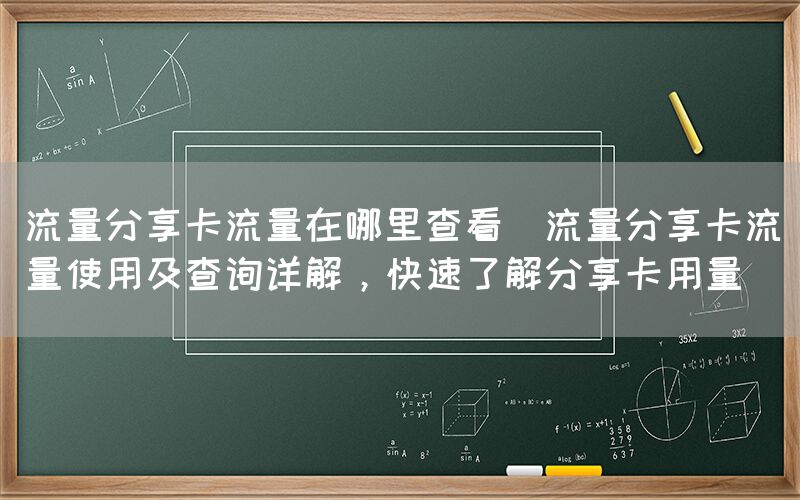 流量分享卡流量在哪里查看(流量分享卡流量使用及查询详解，快速了解分享卡用量)(图1)