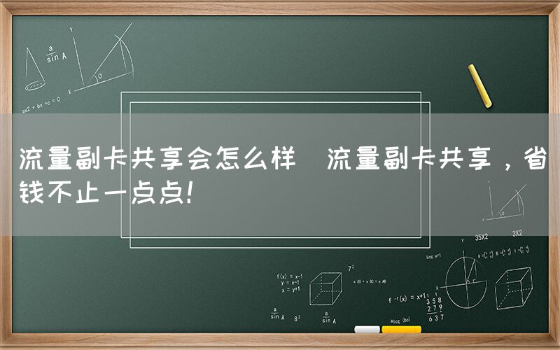 流量副卡共享会怎么样(流量副卡共享，省钱不止一点点！)(图1)