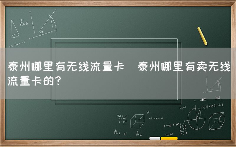 泰州哪里有无线流量卡(泰州哪里有卖无线流量卡的？)(图1)