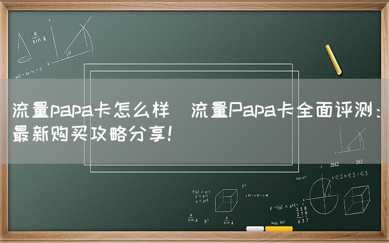 流量papa卡怎么样(流量Papa卡全面评测：最新购买攻略分享！)(图1)