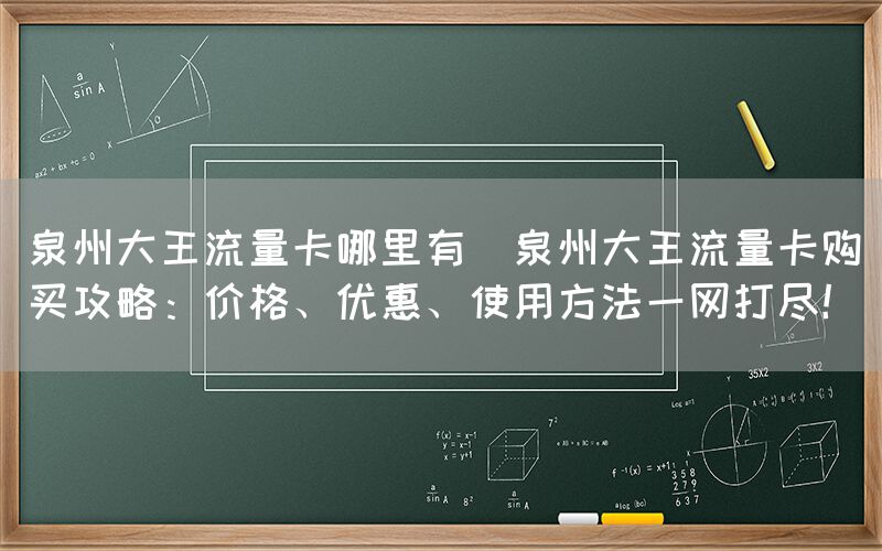 泉州大王流量卡哪里有(泉州大王流量卡购买攻略：价格、优惠、使用方法一网打尽！)(图1)